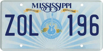 MS license plate ZOL196