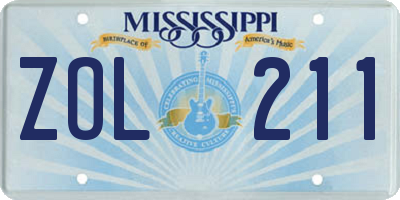MS license plate ZOL211