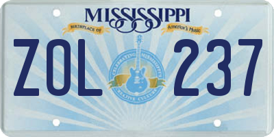 MS license plate ZOL237