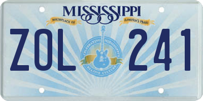 MS license plate ZOL241