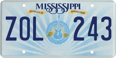 MS license plate ZOL243