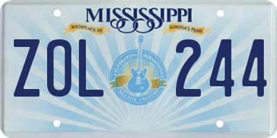 MS license plate ZOL244