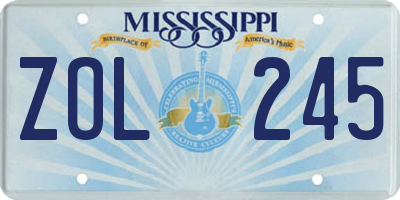 MS license plate ZOL245