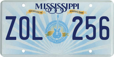 MS license plate ZOL256