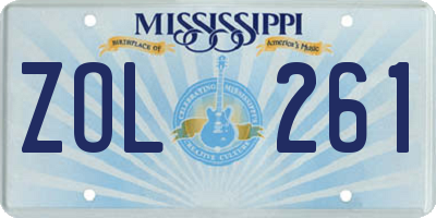 MS license plate ZOL261