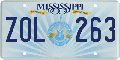 MS license plate ZOL263