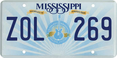 MS license plate ZOL269