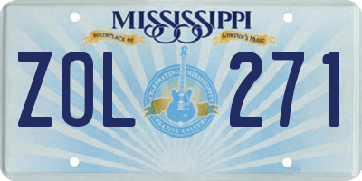 MS license plate ZOL271