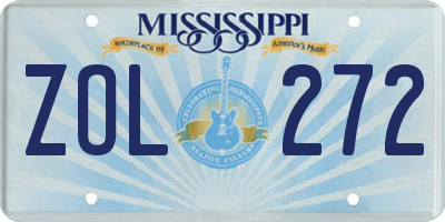 MS license plate ZOL272