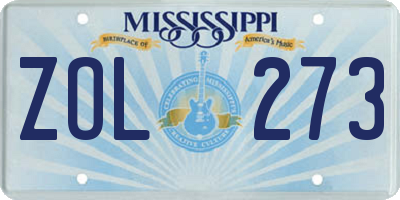 MS license plate ZOL273