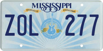 MS license plate ZOL277