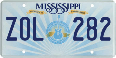 MS license plate ZOL282