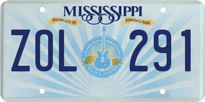 MS license plate ZOL291