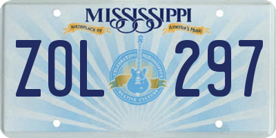 MS license plate ZOL297