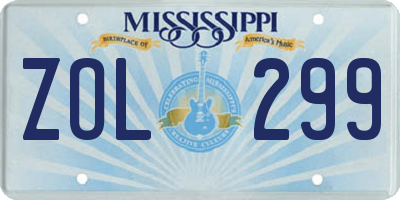 MS license plate ZOL299
