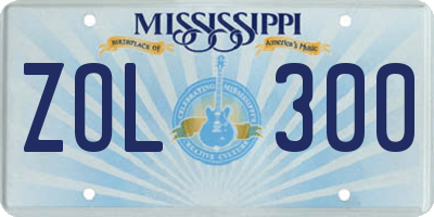MS license plate ZOL300