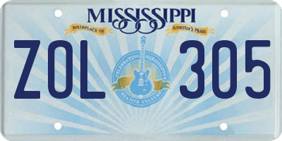 MS license plate ZOL305