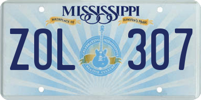 MS license plate ZOL307