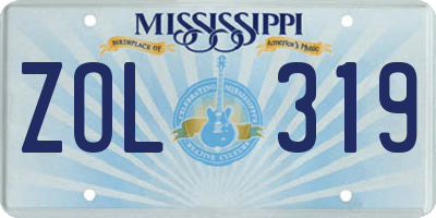 MS license plate ZOL319