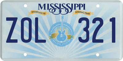 MS license plate ZOL321
