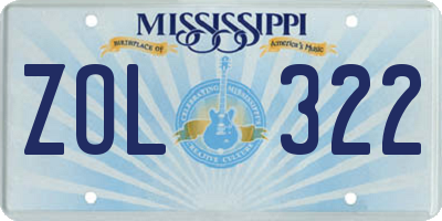 MS license plate ZOL322