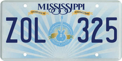 MS license plate ZOL325