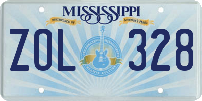 MS license plate ZOL328