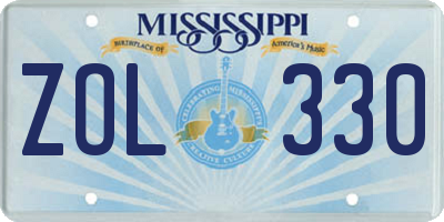 MS license plate ZOL330