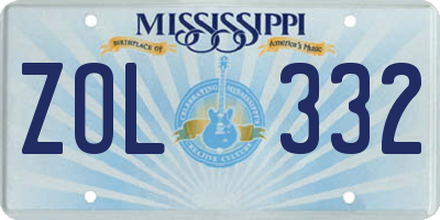 MS license plate ZOL332