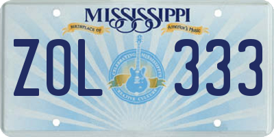 MS license plate ZOL333