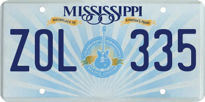 MS license plate ZOL335