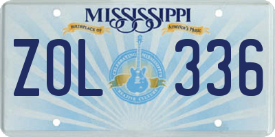 MS license plate ZOL336