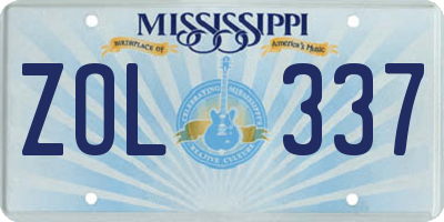 MS license plate ZOL337