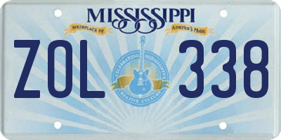 MS license plate ZOL338