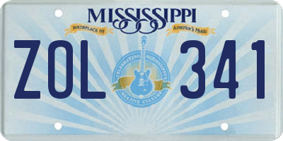 MS license plate ZOL341