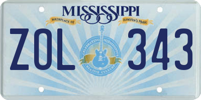 MS license plate ZOL343