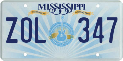 MS license plate ZOL347