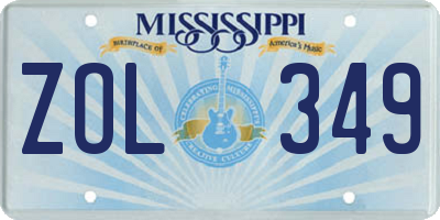MS license plate ZOL349