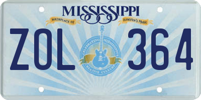 MS license plate ZOL364