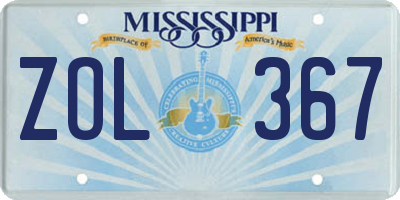 MS license plate ZOL367