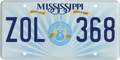 MS license plate ZOL368