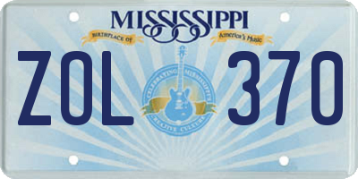 MS license plate ZOL370
