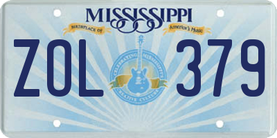 MS license plate ZOL379