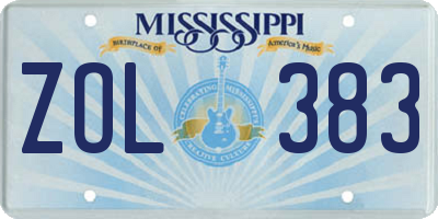 MS license plate ZOL383
