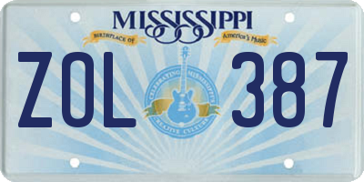 MS license plate ZOL387