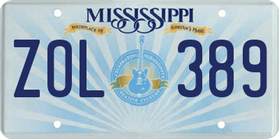 MS license plate ZOL389