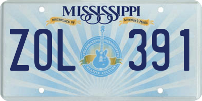 MS license plate ZOL391
