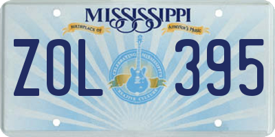 MS license plate ZOL395