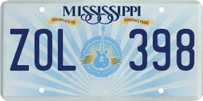 MS license plate ZOL398