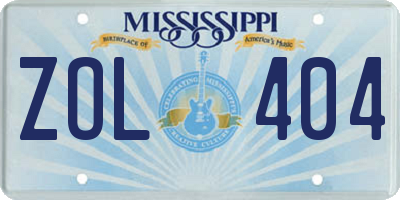 MS license plate ZOL404